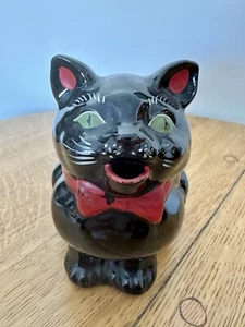 Vintage 1950s Redware Shafford Black Cat Creamer - Japan - Picture 1 of 8