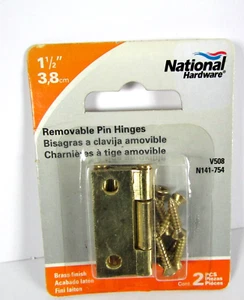 National Hardware 1 ½” Removable Pin Hinge Brass Finish N141-754 V508 2 per pack - Picture 1 of 3