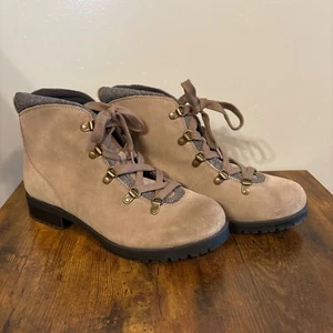 Clarks Collection Taupe Tan Suede Shoes Boots w/ Grey Wool Details (Women's 10) - Picture 1 of 10