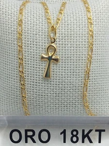 Collana in oro giallo 750 18 carati con croce lunga cm 50,0 peso grammi 3,6 +235 - Bild 1 von 8