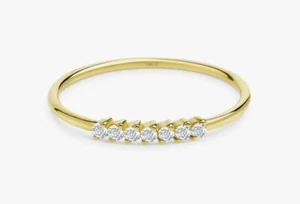 10k Gold Diamond Ring / Paris / 7 Diamond Ring / Stackable Ring / Minimalist - Picture 1 of 9