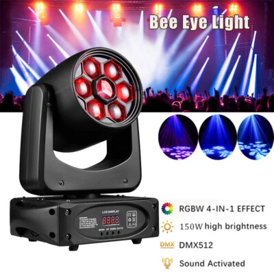 150W Beam Moving Head Stage Light Bee Eye RGBW Gobo Light Disco Party Halloween - Image 1 of 4