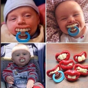 Funny Baby Orthodontic Teeth Dummy Silicone Feeder Mustache Pacifier Nipple - Picture 1 of 13