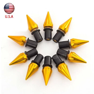 5MM Motorcycle Spike Bolt Windscreen Fairings License Plate M5 Gold Universal US - Image 1 of 4
