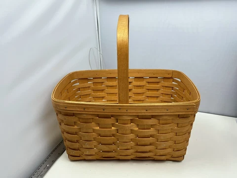 Longaberger 1996 15" Spring Basket with Fixed Handle Signed and Dated Cover