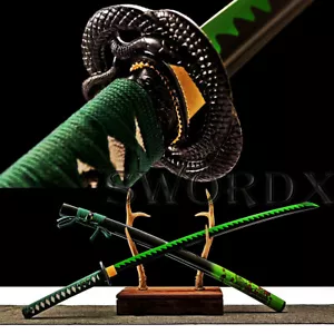 Lucky Green Japanese Samurai Katana Sword Carbon Steel Blade God of Good Fortune - Picture 1 of 10