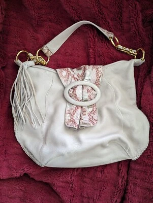 Bolso de hombro hobo de cuero granulado/piel de serpiente CHI by CARLOS FALCHI Foto 1 de 4