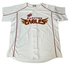 Tohoku Rakuten Golden Eagles Japanese Baseball White Button Down Jersey XL NWT