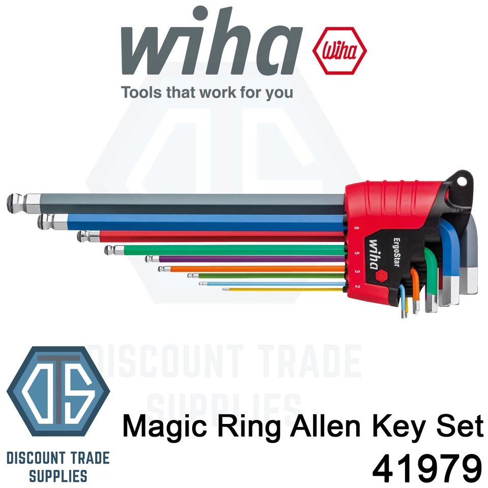 WIHA L Keys ErgoStar Holder Hexagonal 9 Piece Allen Key Set Magic Ring 41979 - Image 1 of 1