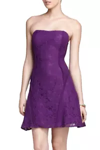 AIDAN MATTOX ~ Purple Lace Satin Seamed Strapless A-Line Party Dress 2 NEW $275 - Picture 1 of 6