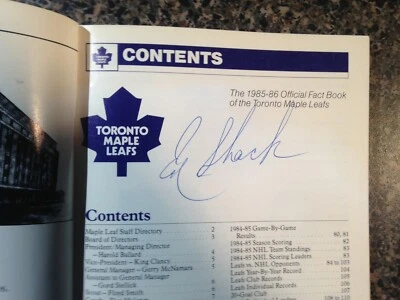 EDDIE SHACK autógrafo NHL hockey Toronto Maple Leafs anuario 1985-86   Foto 1 de 4