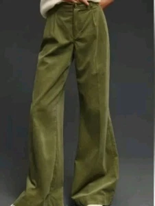 Anthropologie Cordhose weites Bein moosgrün 33W31L 100 % Baumwolle Größe 28 gebraucht, in einwandfreiem Zustand - Bild 1 von 11