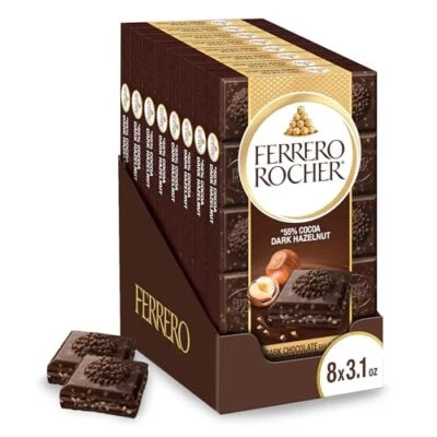 Barritas de Chocolate Ferrero Rocher Premium, Paquete de 8, Chocolate Negro Avellana, 3.1  Foto 1 de 4