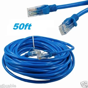 50ft Cat5 Patch Cord Cable 500mhz Ethernet Internet Network LAN RJ45 UTP Blue US - Picture 1 of 3