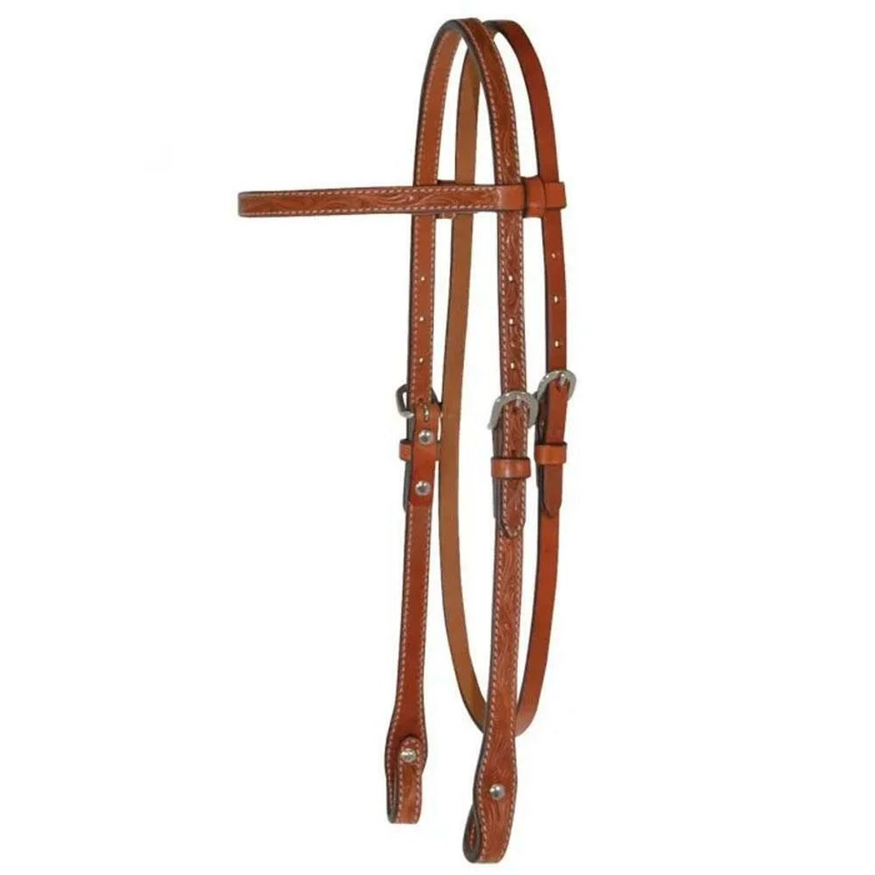0233-8344 Circle Y Classic Floral Browband Headstall - Regular Oil NEW