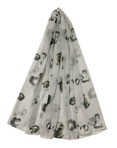 The Olive House® Womens Cute Cat Scarf Off White