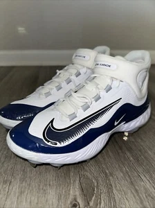 Nike Alpha Huarache Elite 4 Mid White Navy Baseball Cleats FD2744-103 Men Sz 7.5 - Picture 1 of 7