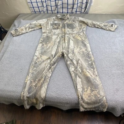 Cabelas One Piece Hunting Suit Real Tree Camo meas 48x30 Waist Half Zip Coverall - Image 1 of 4