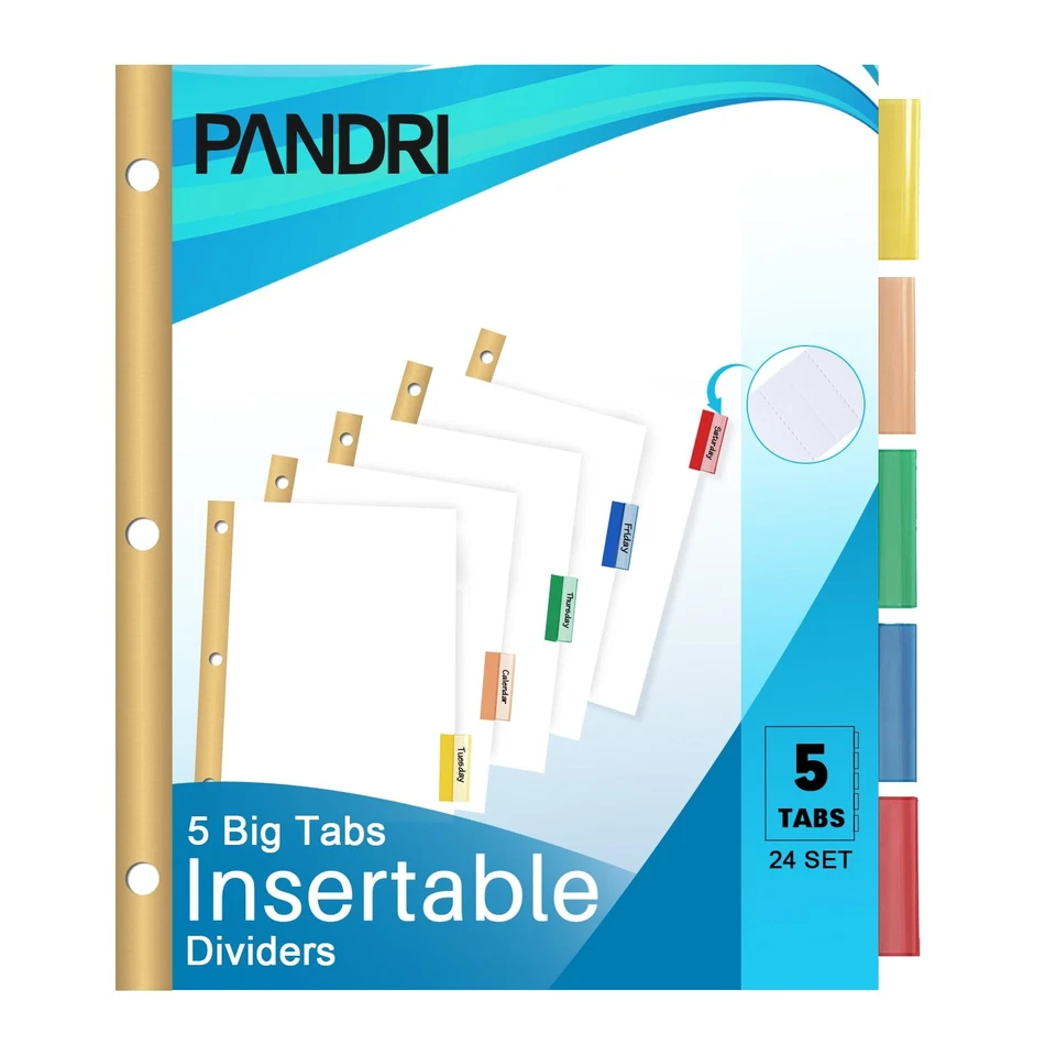 Binder Divider, 120 Pack Binder Index White Dividers with 5 Insertable Multic... - Image 1 of 4