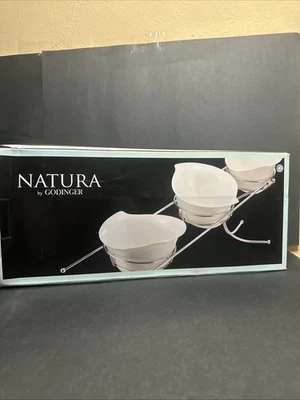 Godinger Natura Collection 3-Piece Serving Bowl Set White Porcelain China - Image 1 of 4
