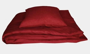 Leinen Bettwäsche Set 2Tlg. Rot 100% Öko Leinen 135x200/80x80 - Bild 1 von 1