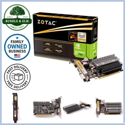 Graphics Card Nvidia GeForce GT 730 4GB PCI Express Gaming Photo Video Editing - Image 1 of 4