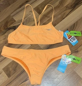 Speedo Endurance Swimsuit Two Piece Orange Pop Cheeky NWT - Picture 1 of 4