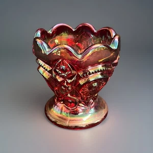 Vintage Imperial Glass Sunset Ruby Carnival Glass Egg Cup/Toothpick Cup 2 5/8" - Picture 1 of 8