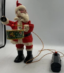 Vintage 50er Jahre batteriebetriebene Weihnachtsmann Spieltrommel 11" groß siehe Fotos - Bild 1 von 10