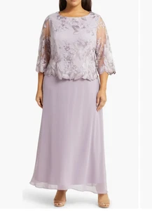 Alex Evenings Kleid mit Blumenstickerei und Überwurf Größe 12 - Bild 1 von 5