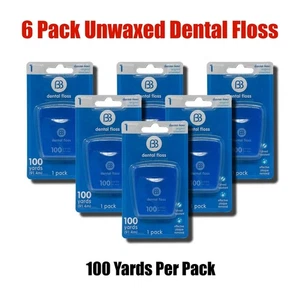 6er Pack Brush Buddies ungewachste Zahnseide je 100 Meter (91,4 m) - Bild 1 von 4