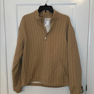 Mode of One Tan Striped Quarter Zip Pullover size S NWT Imperfect - Image 1 of 4