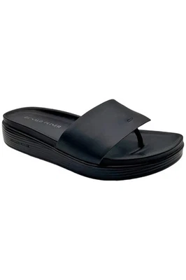 Sandalia de cuña Donald Pliner para mujer Fifi Vachetta negra Foto 1 de 3