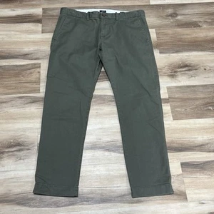 J Crew Pants Mens 36 x 30 Slim Fit Flex Green Chino Canvas Cotton Stretch - Imagen 1 de 9