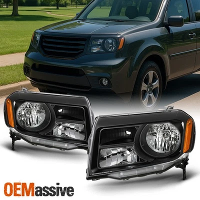 Par de faros negros izquierda+derecha tipo halógeno Honda Pilot 2012 2013 2014 2015 Foto 1 de 4