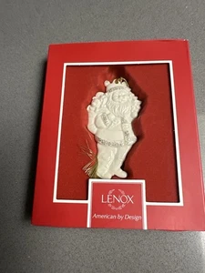 Lenox Santa con adorno de árbol marfil porcelana brillo detalles dorados nuevo en caja - Imagen 1 de 4