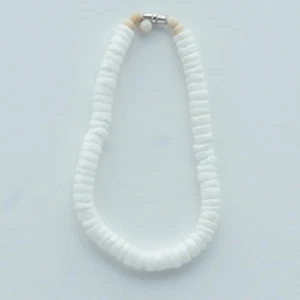 Pulsera tobillera blanca Puka almeja con cuentas redondas hawaiana 7,5 pulgadas - Imagen 1 de 3