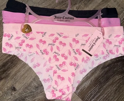 Juicy Couture ~ 3 pares de ropa interior de bikini para mujer mezcla de nailon corte láser (A) ~ XL Foto 1 de 4