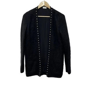 Auth SAINT LAURENT PARIS - 352688 Black White Women's Cardigan - Picture 1 of 6