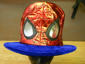Marvel The Avengers Red Shiny Lame SPIDER-MAN Mask MAD HATTER Costume Top Hat
