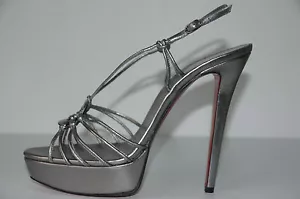 Nuevo CHRISTIAN LOUBOUTIN DISCOLILOU Plataforma 140 SANDALIAS PLATA ZAPATOS 41 boda - Imagen 1 de 7
