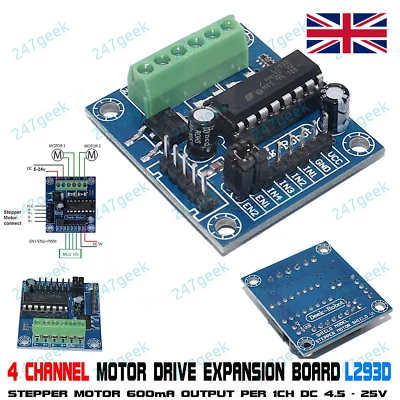 🇬🇧 Arduino L293D 4 channel Motor Drive Module / Dual bridge Expansion Board
