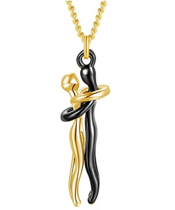 Affectionate Hug Couples Necklace Valentine's Day Embrace Chain Unisex Jewelry - Picture 1 of 8