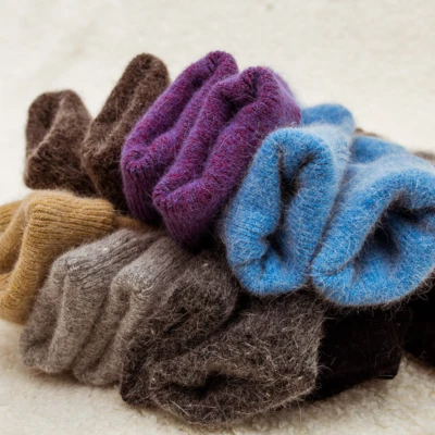 Women Wool Angora Crew Fuzzy Heavy Cozy Solid Warm Thick Color Boots Socks 5Pack - Image 1 of 4