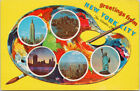 Palette de peinture d'artiste Salutations de New York NY carte postale jaune G84