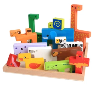 High Quality Baby Wooden Toys 3D Blocks Animal Building Blocks Stack Blocks Beec - Picture 1 of 5
