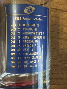 1982 Notre Dame Highball Glass Football Opponent Schedule Gold Rim Vintage Rare - Picture 1 of 7
