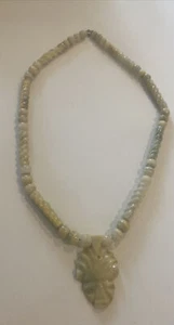 Vintage Carved Scarab Soapstone Necklace With Pendant - Picture 1 of 9