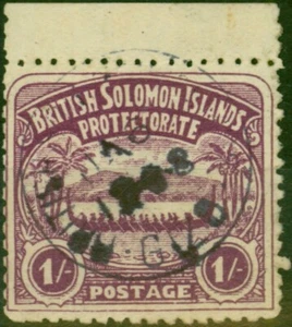 British Solomon Islands 1907 1s Bright Purple SG7 Fine Used - Picture 1 of 1