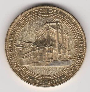 2011 COIN JETON TOKEN MEDAILLE SOUVENIR  --  MONACO N°5 CATHEDRALE CENTENAIRE - Picture 1 of 2